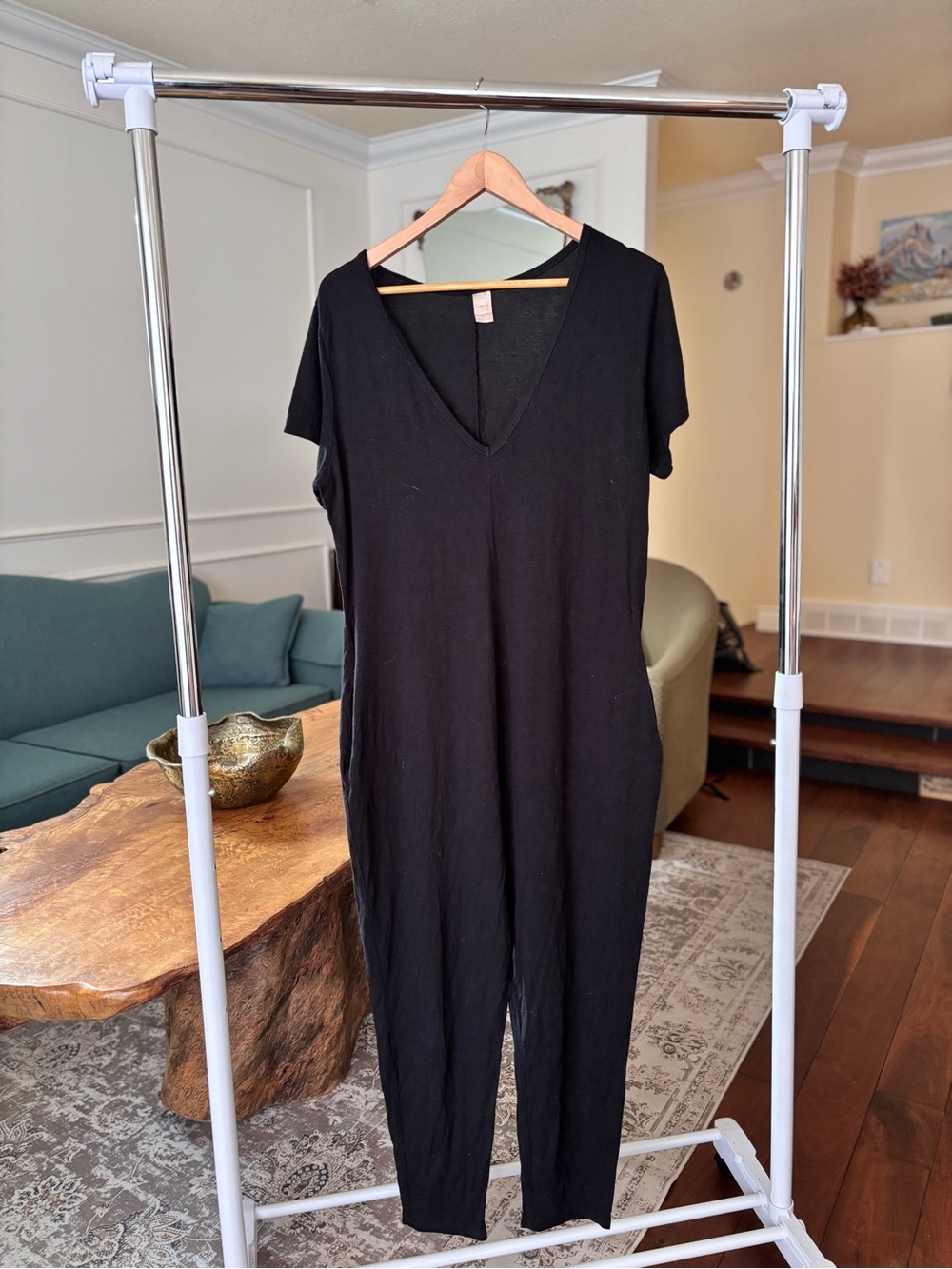 Smash + Tess Black Short-Sleeve V-Neck Jumpsuit